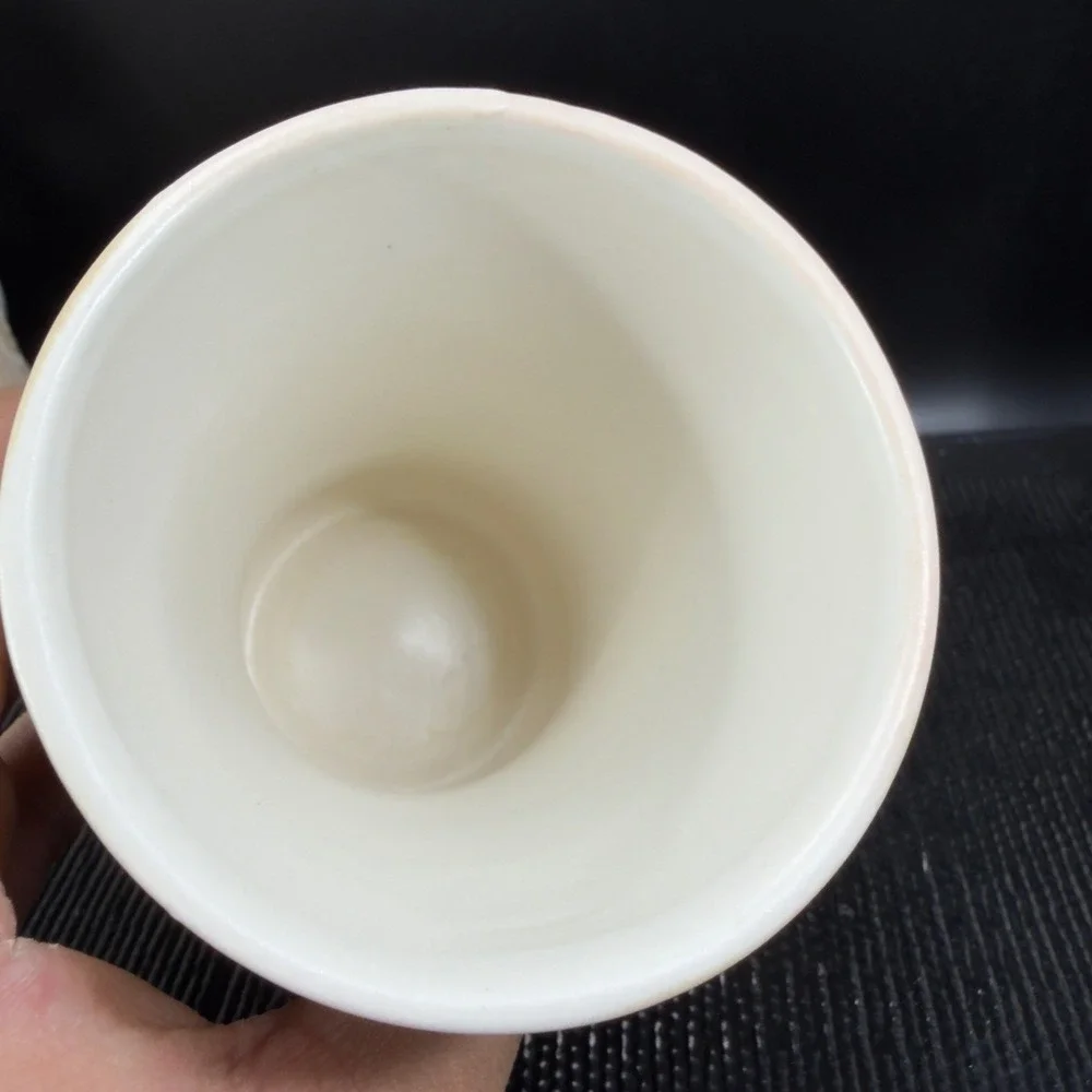 Croscill China Floral Ceramic Vase Cup Cream Yellow Flowers Ribbed‎ Texture VTG